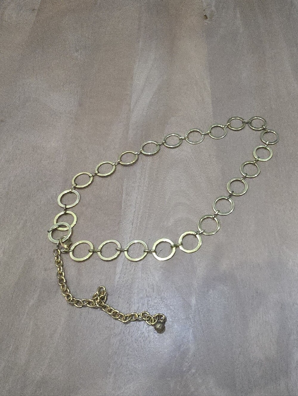 Y2K Gold Flat Circle Link Chain Belt Adjustable O Ring Waist Belt Boho Festival